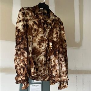 Brown Animal Print Blouse